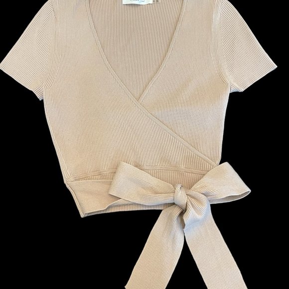 Mustard Seed Tops - Mustard Seed Tan Wrap Top New size S NWOT